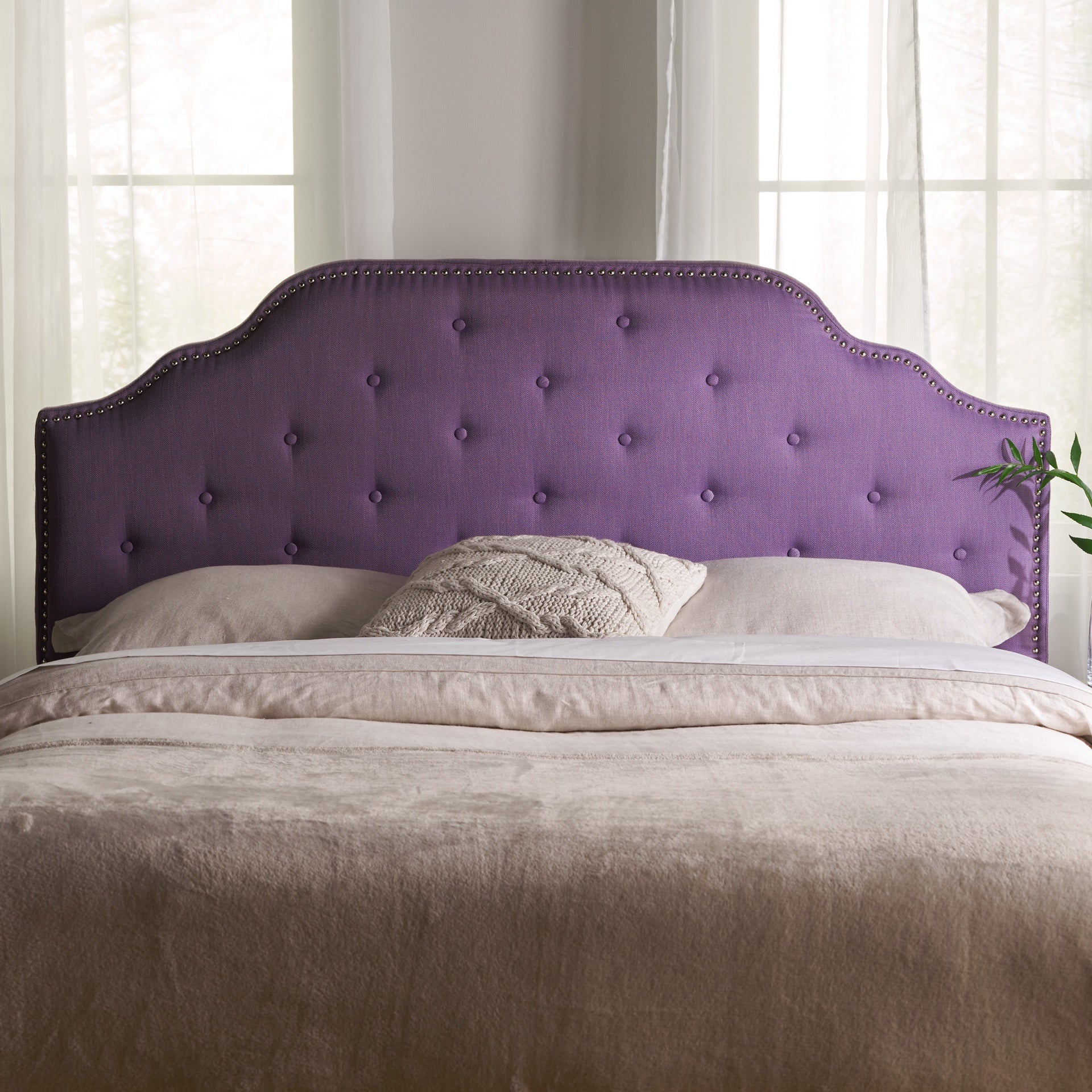 Tufted Upholstered Headboard Queen Size, Solid Wood Head Board with Durable Metal Legs, Adjustable Height Queen headboard with Nailhead Trim,fabric Headboard in Modern Button Tuffted Design