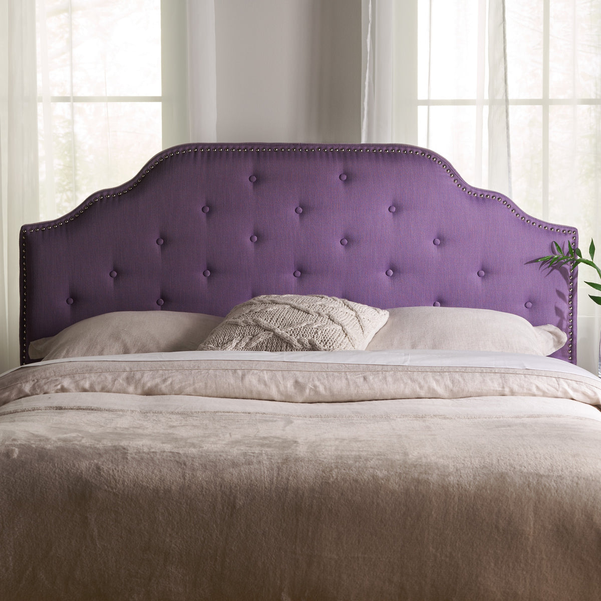 Tufted Upholstered Headboard Queen Size, Solid Wood Head Board with Durable Metal Legs, Adjustable Height Queen headboard with Nailhead Trim,fabric Headboard in Modern Button Tuffted Design