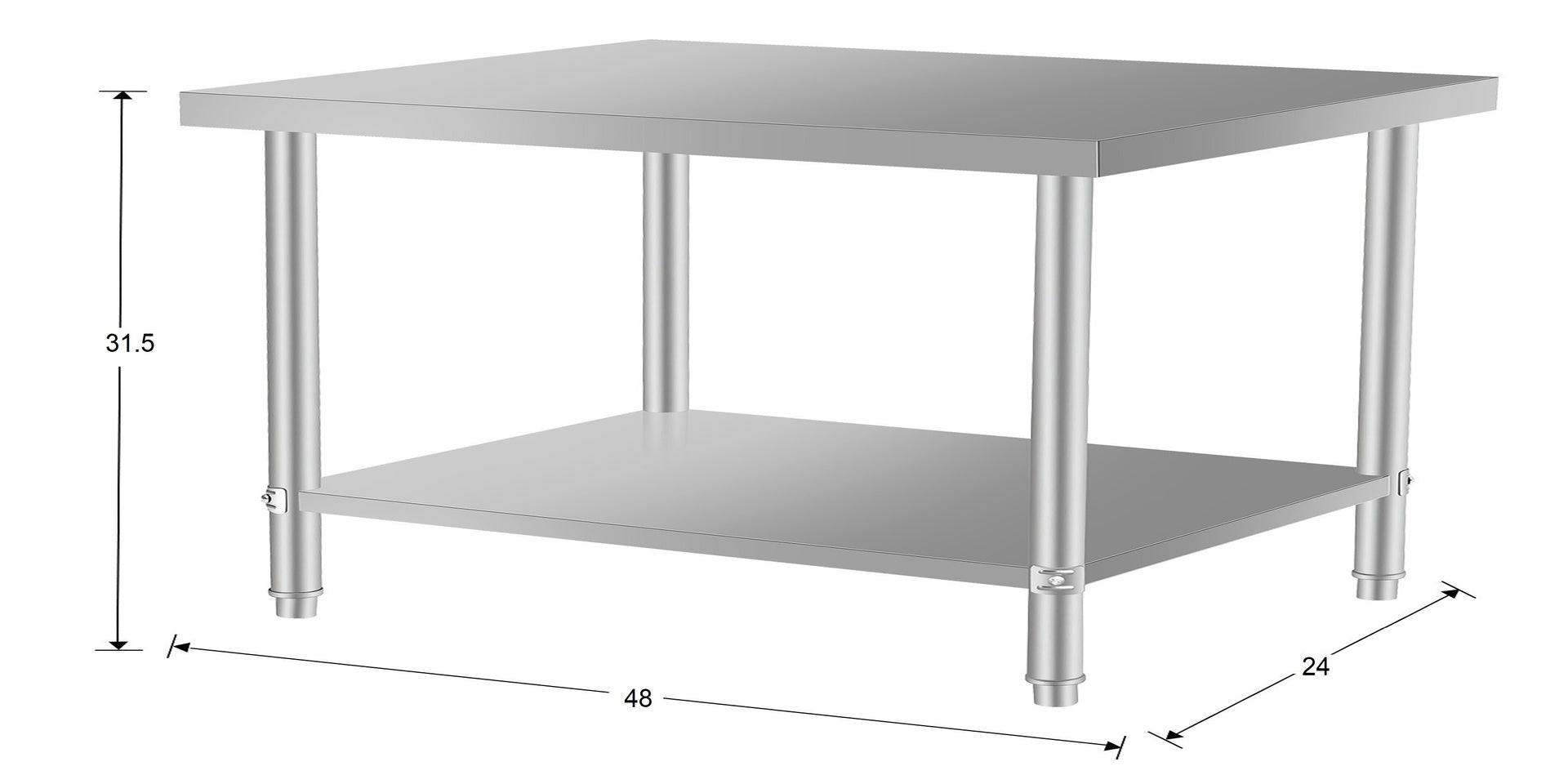 48''*24'' Commercial Work Table for Restaurant and Home Stainless Steel Kitchen Prep Table with Under Shelf