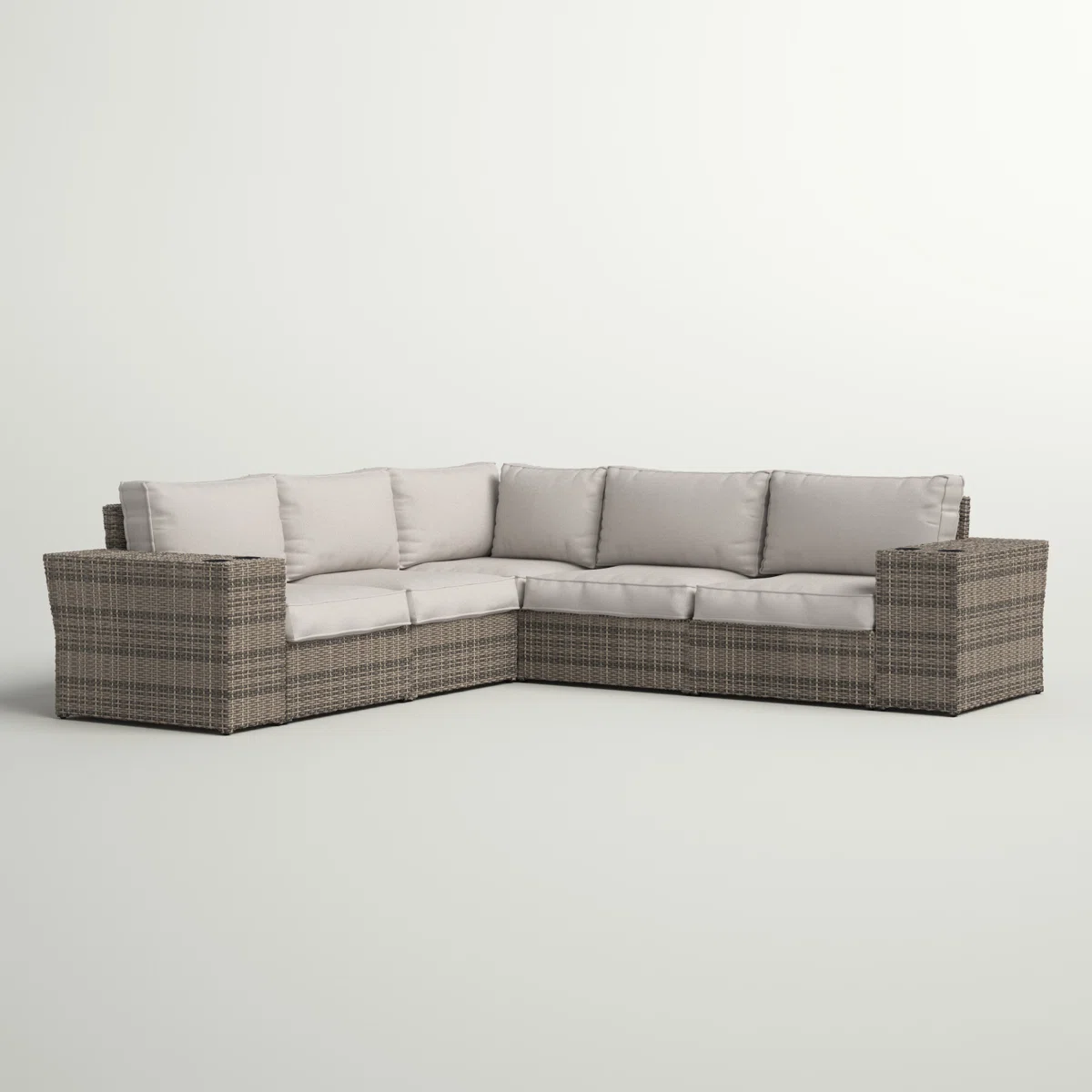LSI 102'' Wide Outdoor Wicker Patio Sectional with Cushions – Fully Assembled & Reversible Design