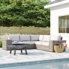 LSI 102'' Wide Outdoor Wicker Patio Sectional with Cushions – Fully Assembled & Reversible Design