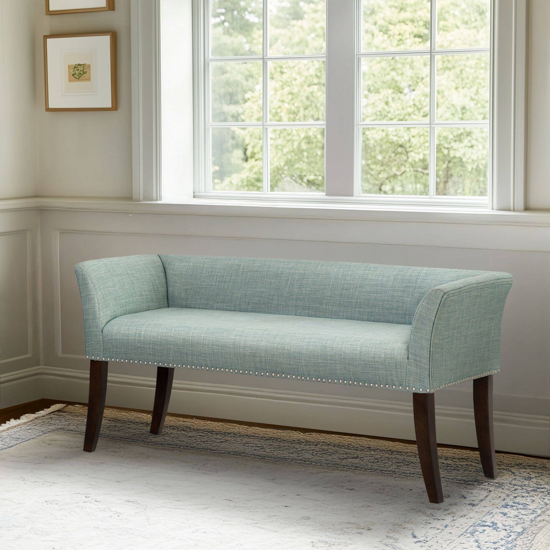 Welburn Upholstered Bench Teal