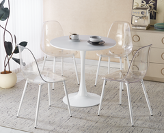 1+4 for 5pcs dining set,1table+4chair, Round Marble-Patterned Pub Table for Home Bar & Kitchen