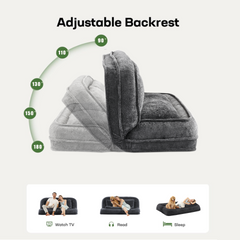 [NEW ARRIVED] [VIDEO PROVIDED] Double human dog bed,Lazy sofa ,Loveseat,Fits You & Pets,Extra Large Floor Couch,Can sit or lie down,2-in-1,5 Adjustable Position, Plump Pillow,2 Seat,Chenille,Dark Gray
