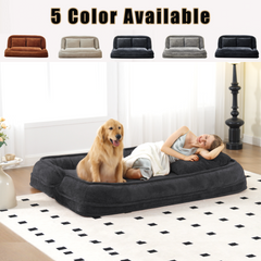 [NEW ARRIVED] [VIDEO PROVIDED] Double human dog bed,Lazy sofa ,Loveseat,Fits You & Pets,Extra Large Floor Couch,Can sit or lie down,2-in-1,5 Adjustable Position, Plump Pillow,2 Seat,Chenille,Dark Gray
