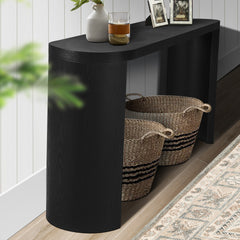 60'' Thick Top Entryway Table, Curved Legs, Support The Installation Of Inward-facing Or Outward-facing for Sofas, Entryway (Black)