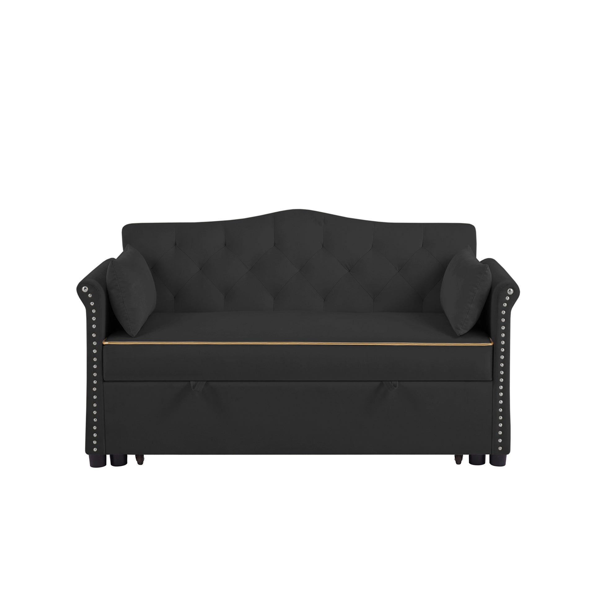 Black Velvet Sleeper Sofa Bed
