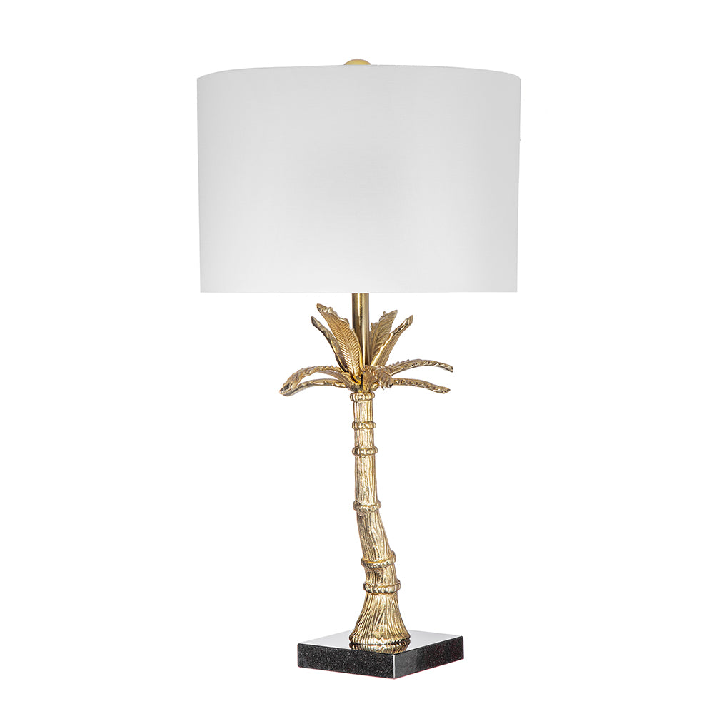 D16x31" Leaf Lamp with Marble Base, Gold (Lamp Shade Assembly Required)