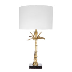 D16x31" Leaf Lamp with Marble Base, Gold (Lamp Shade Assembly Required)