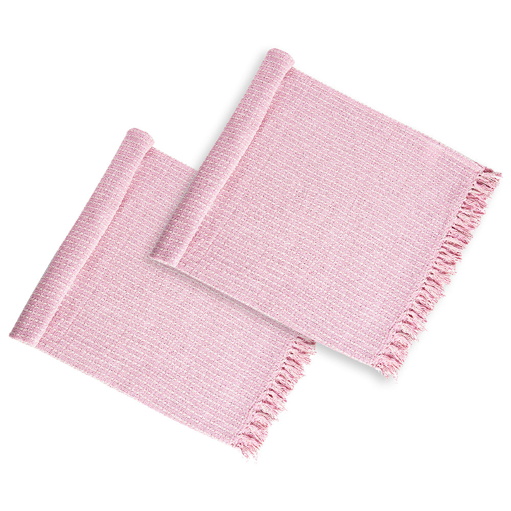 50x60" Decorative Pink and Tan Cotton Throw Blanket with Tassels, 2 Pack