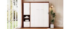 Full Size Murphy Bed Wall Bed with Cabinet,White(OLD SKU:LP000691)