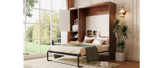 Full Size Murphy Bed Wall Bed with Cabinet,White(OLD SKU:LP000691)