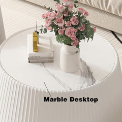 Light Sintered stone Top Cup Shape Leather Coffee modern Sofa Table for Living Room furniture ( Each tabletop has a unique grey pattren)