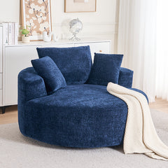 Round Accent Chair, 360 Swivel Chenille Barrel Chair, Fluffy Modern Sleeper for Living Room, Bedroom, Reading Room and Lounge