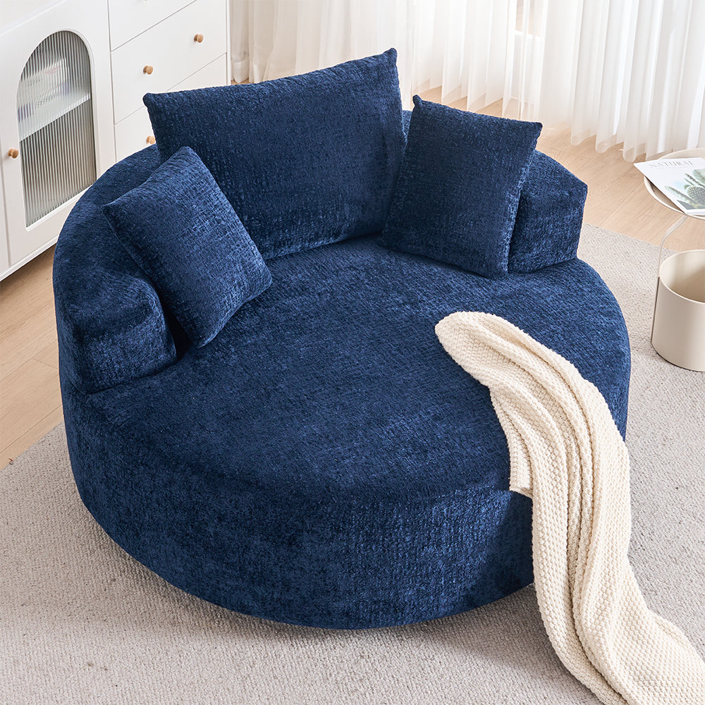 Round Accent Chair, 360 Swivel Chenille Barrel Chair, Fluffy Modern Sleeper for Living Room, Bedroom, Reading Room and Lounge