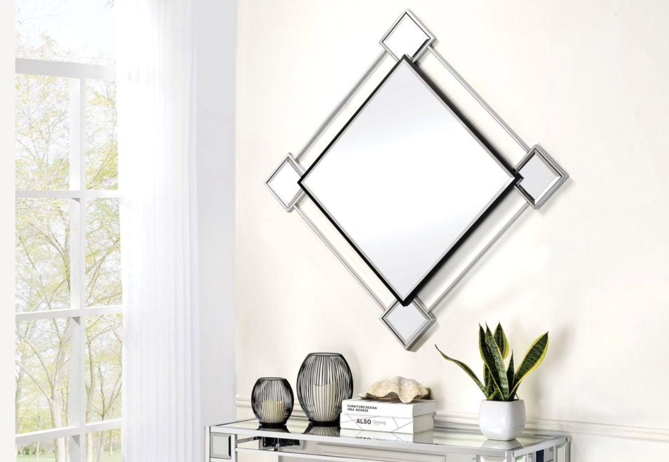 Asbury Mirrored & Chrome Finish Accent Mirror (Assembled)