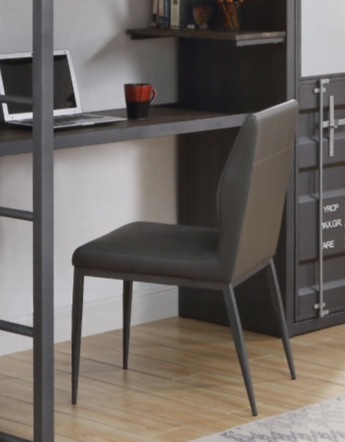 Cargo Gray Synthetic Leather & Gunmetal Finish Chair