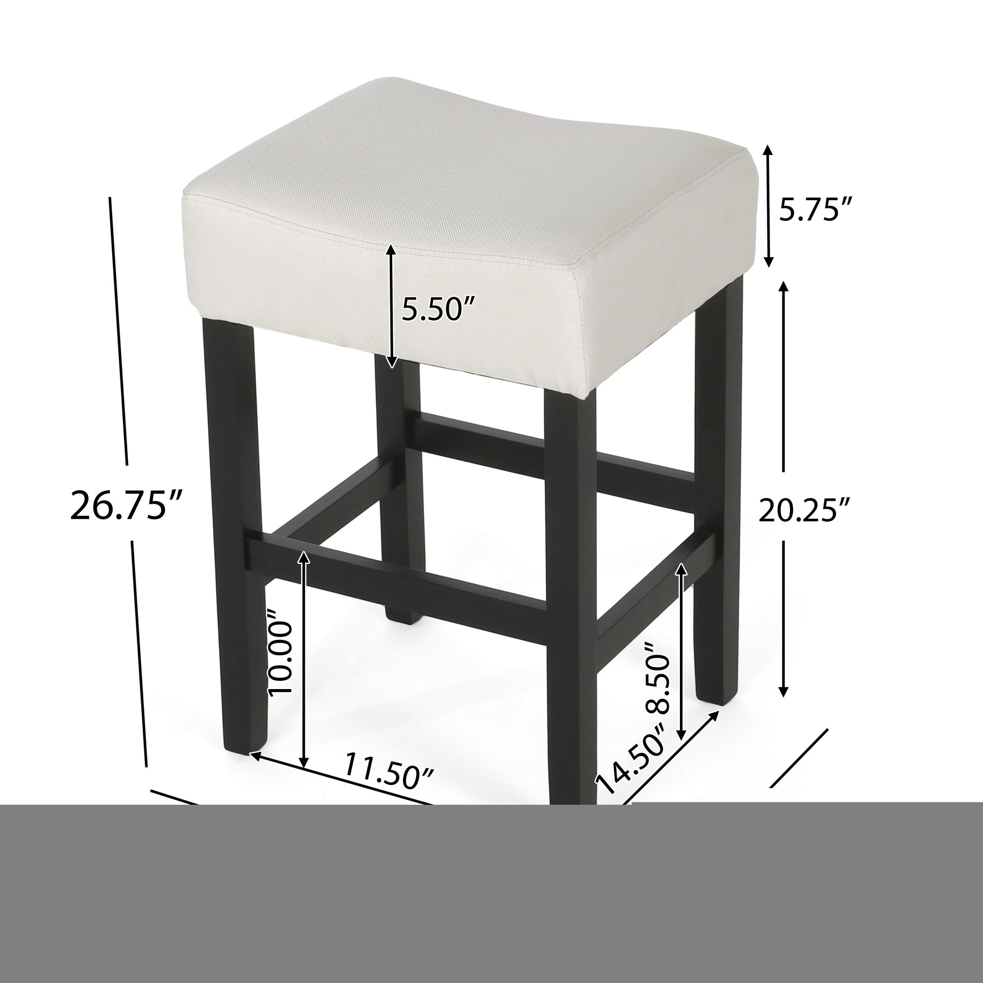 Set of 2, 26.75" Backless Fabric Counter Height Barstool,  Beige