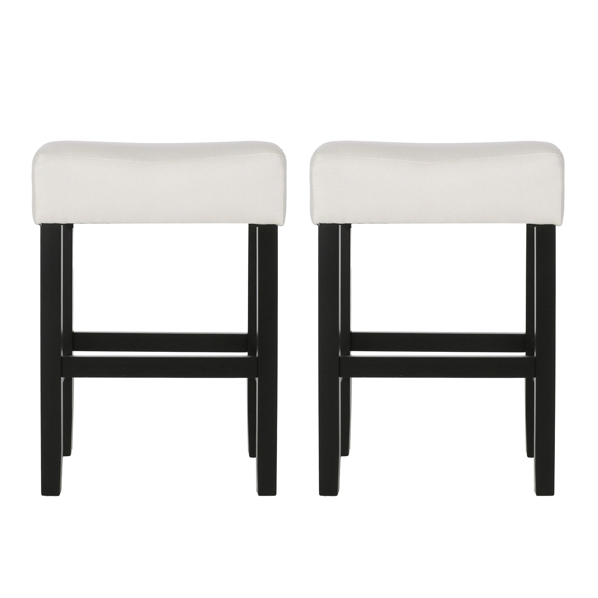Set of 2, 26.75" Backless Fabric Counter Height Barstool,  Beige