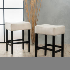Set of 2, 26.75" Backless Fabric Counter Height Barstool,  Beige