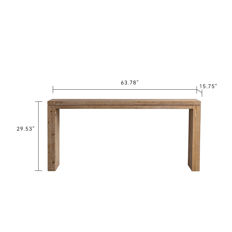63.78" Rustic Farmhouse Console Table - Solid Wood & MDF Narrow Entryway Table, Long Sofa Table for Living Room/Hallway (Distressed Wood Finish)