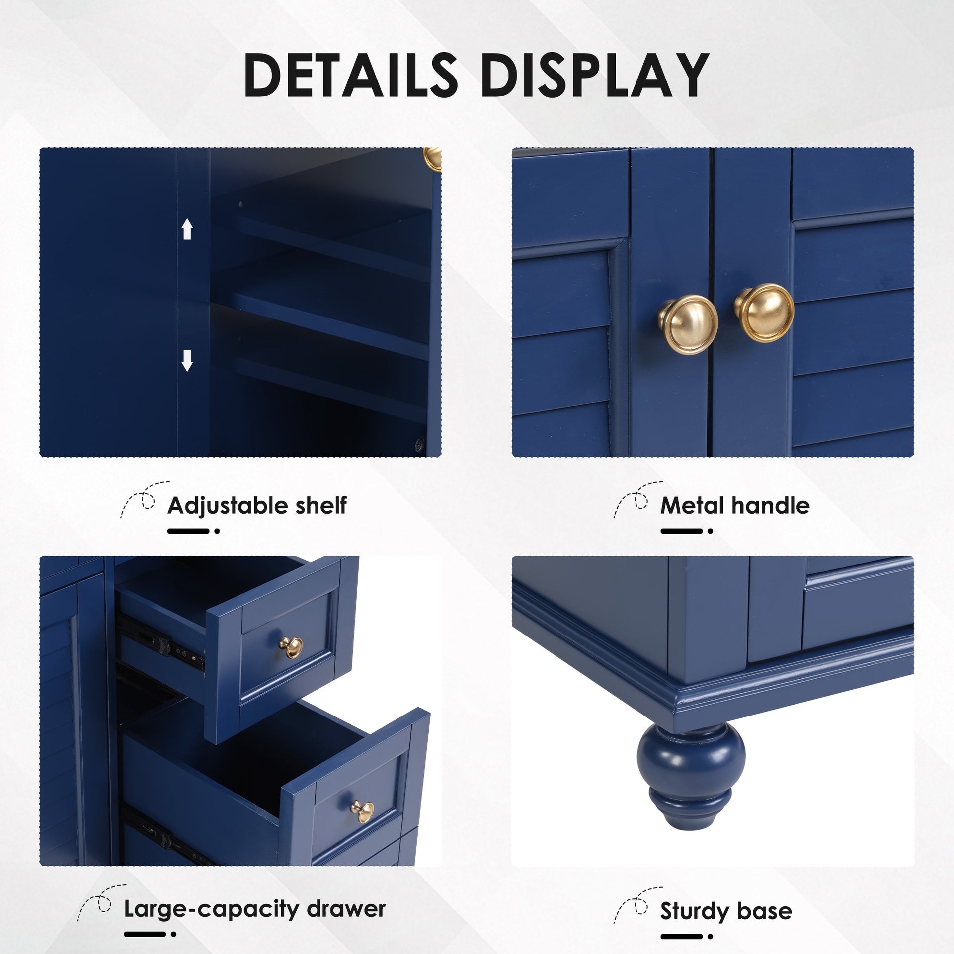36" Blue Bathroom Vanity with Ceramic Sink - Soft-Close Drawers, Solid Wood Frame, Multi-Organizer Storage , 92x47x86cm