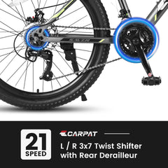 S24102   24 Inch Mountain Bike Boys Girls, Steel  Frame, Shimano 21 Speed Mountain Bicycle with Daul Disc Brakes and Front Suspension MTB