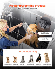 62 Inch Dog Grooming Bath Tub Stainless Steel w Ramp Water Filter Left