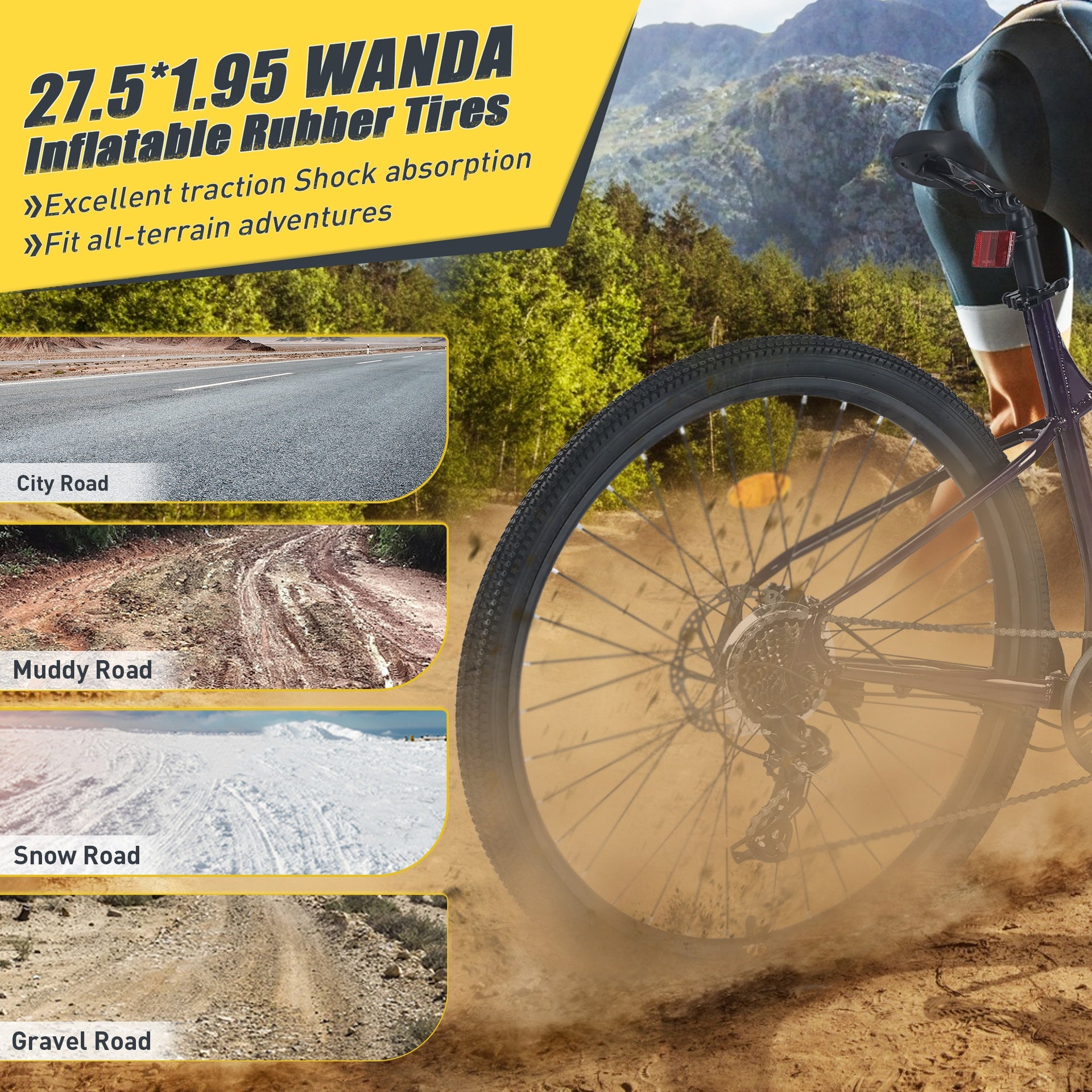 27.5 Inch Wheels 8 Speed Mountain Bike, for Men Women Boys and Girls, Front Suspension, Steel Frame