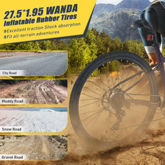 27.5 Inch Wheels 8 Speed Mountain Bike, for Men Women Boys and Girls, Front Suspension, Steel Frame