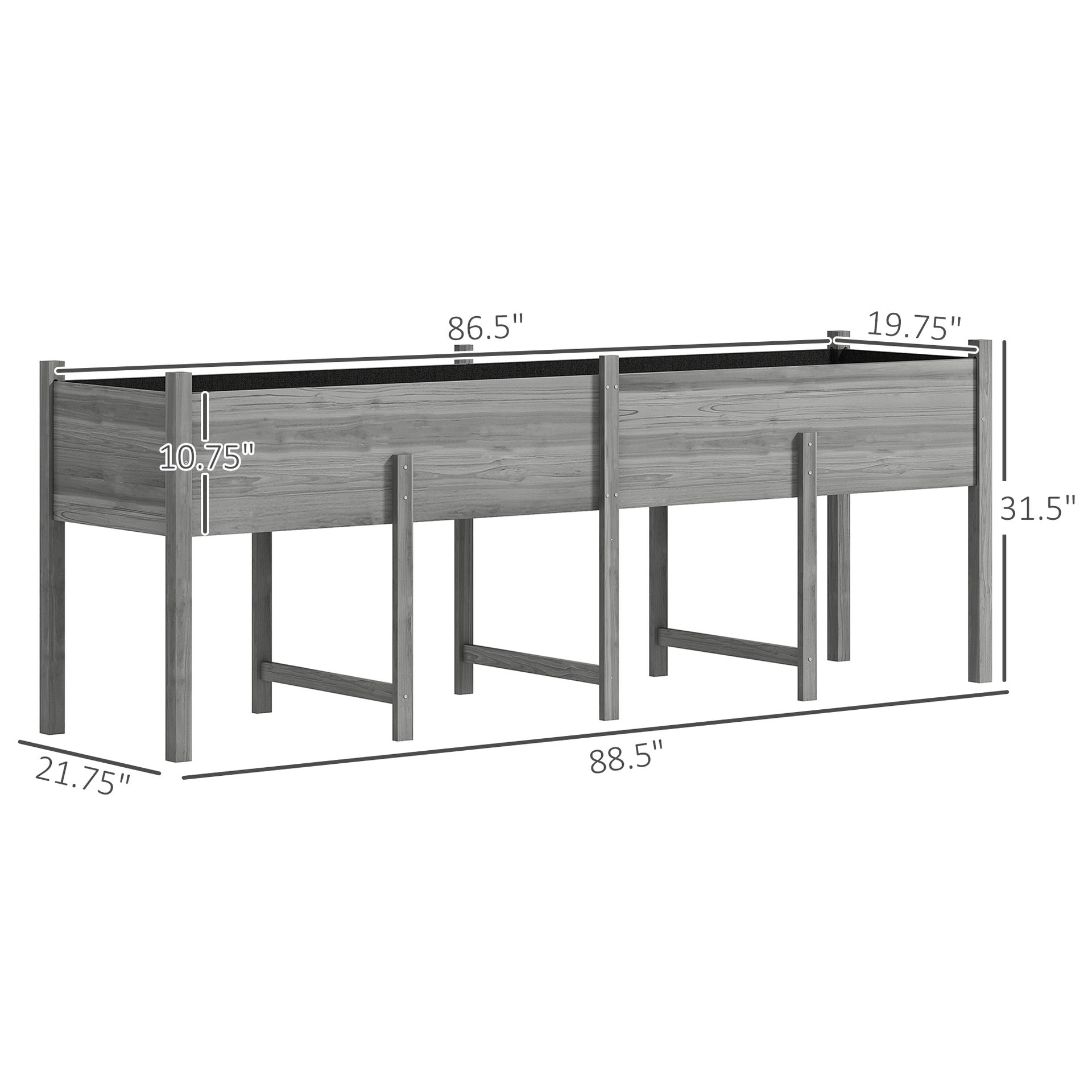 Large Elevated Planter Box,Wooden Raised Garden Bed with Legs,Bed Liner and Drain Holes