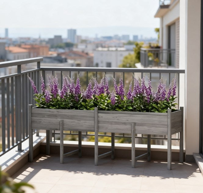 Large Elevated Planter Box,Wooden Raised Garden Bed with Legs,Bed Liner and Drain Holes
