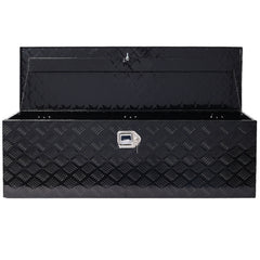 48inch Aluminum tool box,heavy duty truck bed tool box,outdoor trailer pickup storage tool box,RV storage organizer,underbody box w/lock keys,black 48x15x15inch