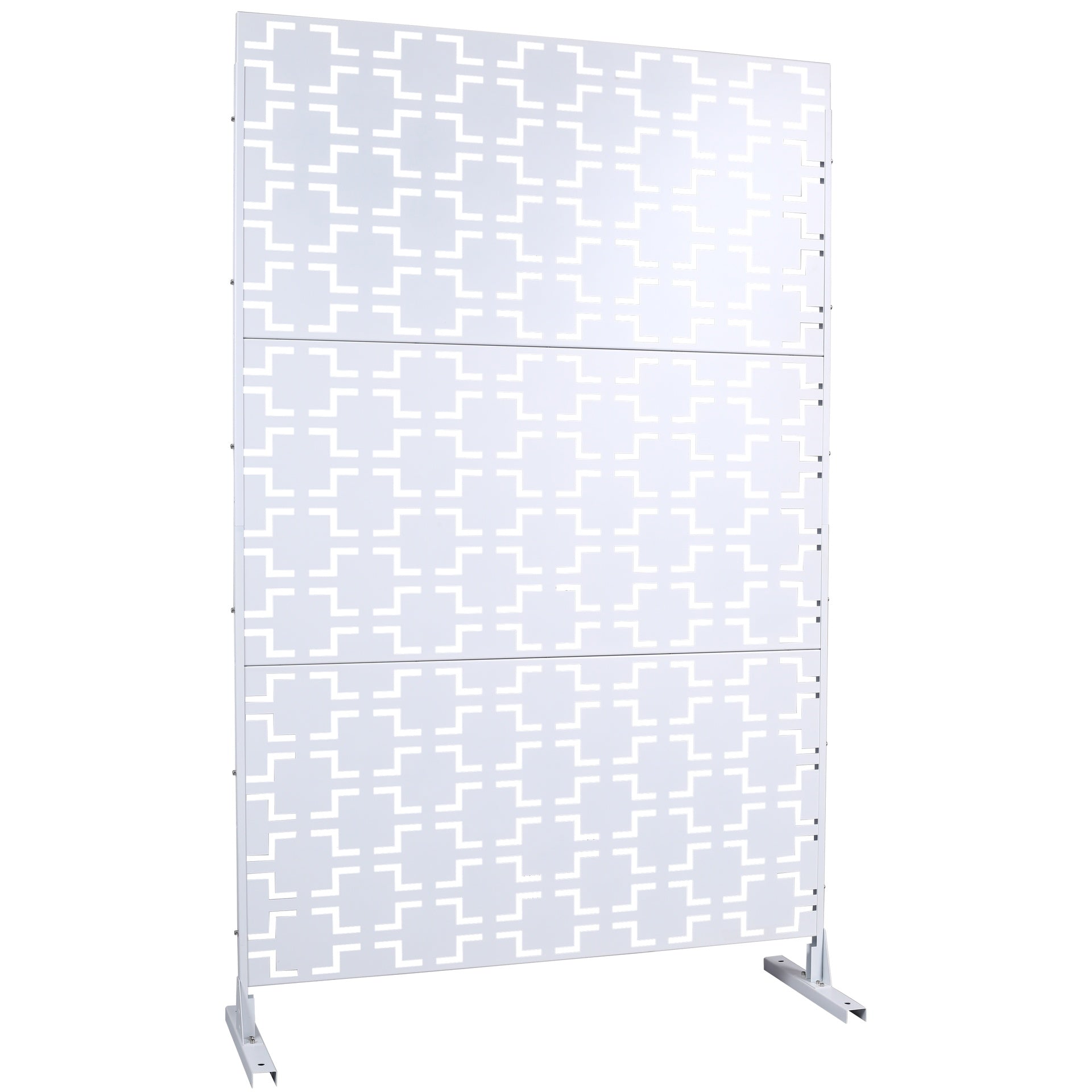 Outdoor & Indoor Privacy Screen Metal Privacy Screen 76" H×48" W, Freestanding Decorative Privacy Screen for Deck Balcony Patio, Privacy Fence Panels for Outside Lawn Garden PS105 WHITE