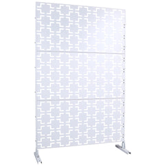 Outdoor & Indoor Privacy Screen Metal Privacy Screen 76" H×48" W, Freestanding Decorative Privacy Screen for Deck Balcony Patio, Privacy Fence Panels for Outside Lawn Garden PS105 WHITE