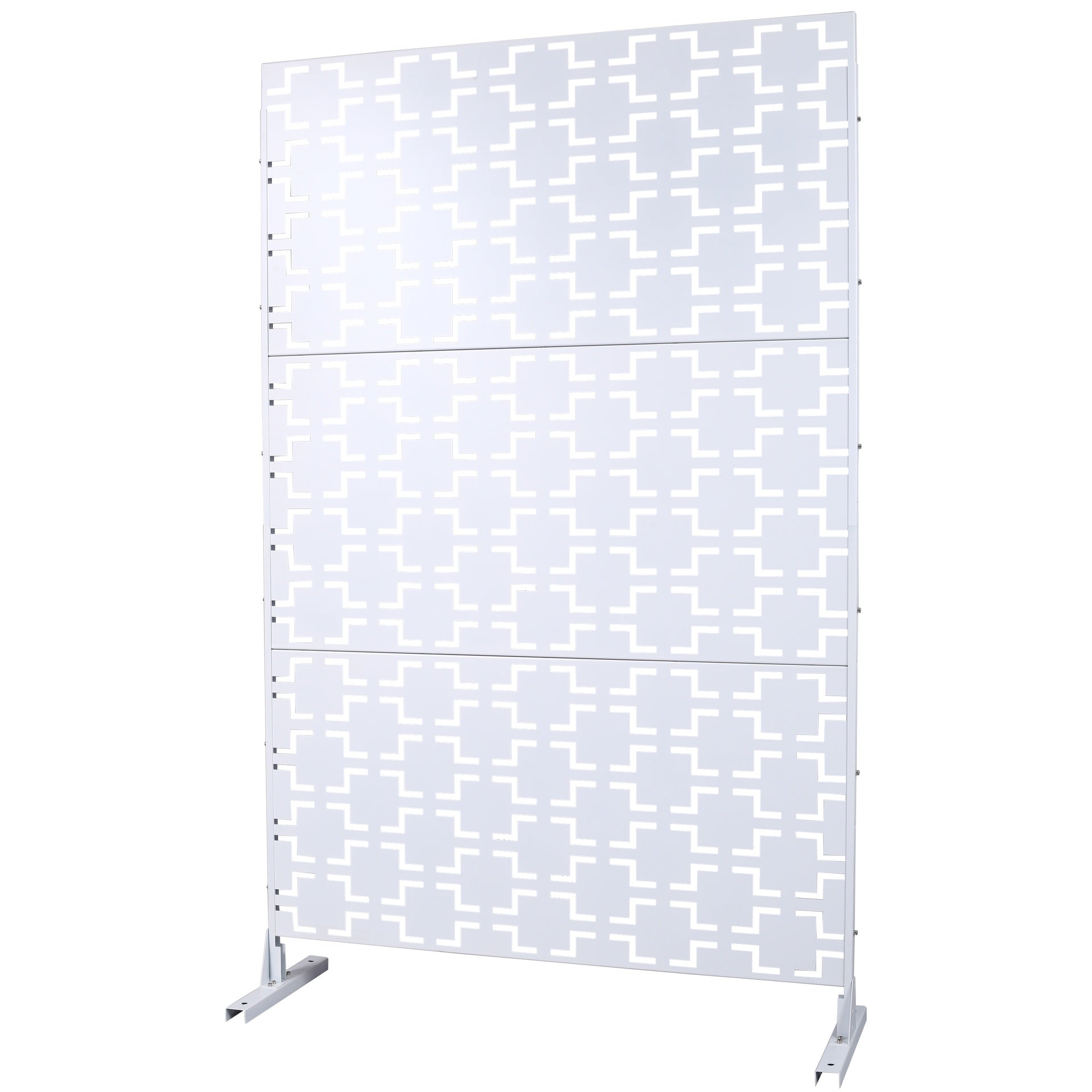 Outdoor & Indoor Privacy Screen Metal Privacy Screen 76" H×48" W, Freestanding Decorative Privacy Screen for Deck Balcony Patio, Privacy Fence Panels for Outside Lawn Garden PS105 WHITE