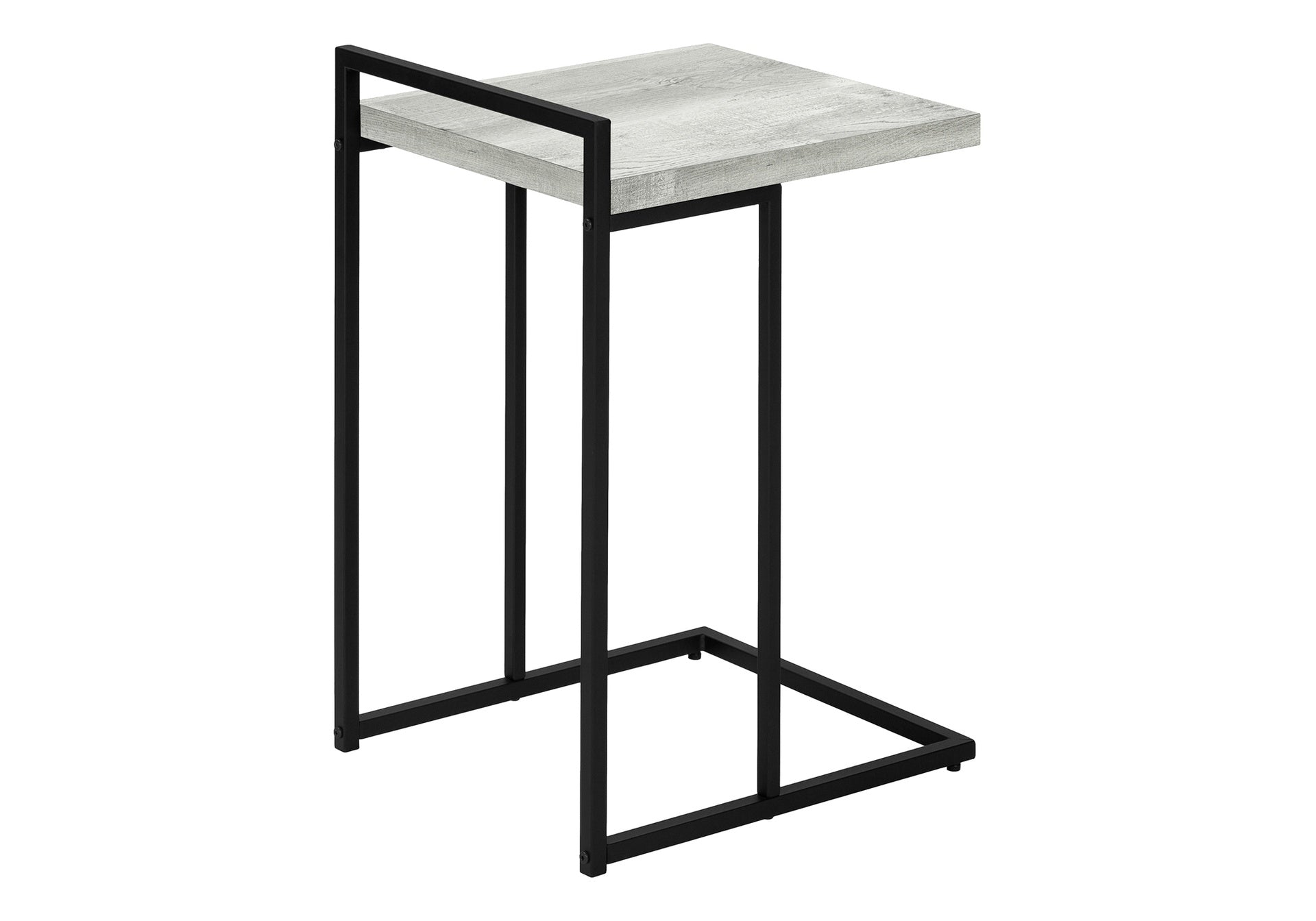 Accent Table, C-shaped, End, Side, Snack, Living Room, Bedroom, Grey Laminate, Black Metal, Contemporary, Modern
