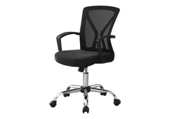 Office Chair, Adjustable Height, Swivel, Ergonomic, Armrests, Computer Desk, Work, Black Mesh, Chrome Metal, Contemporary, Modern