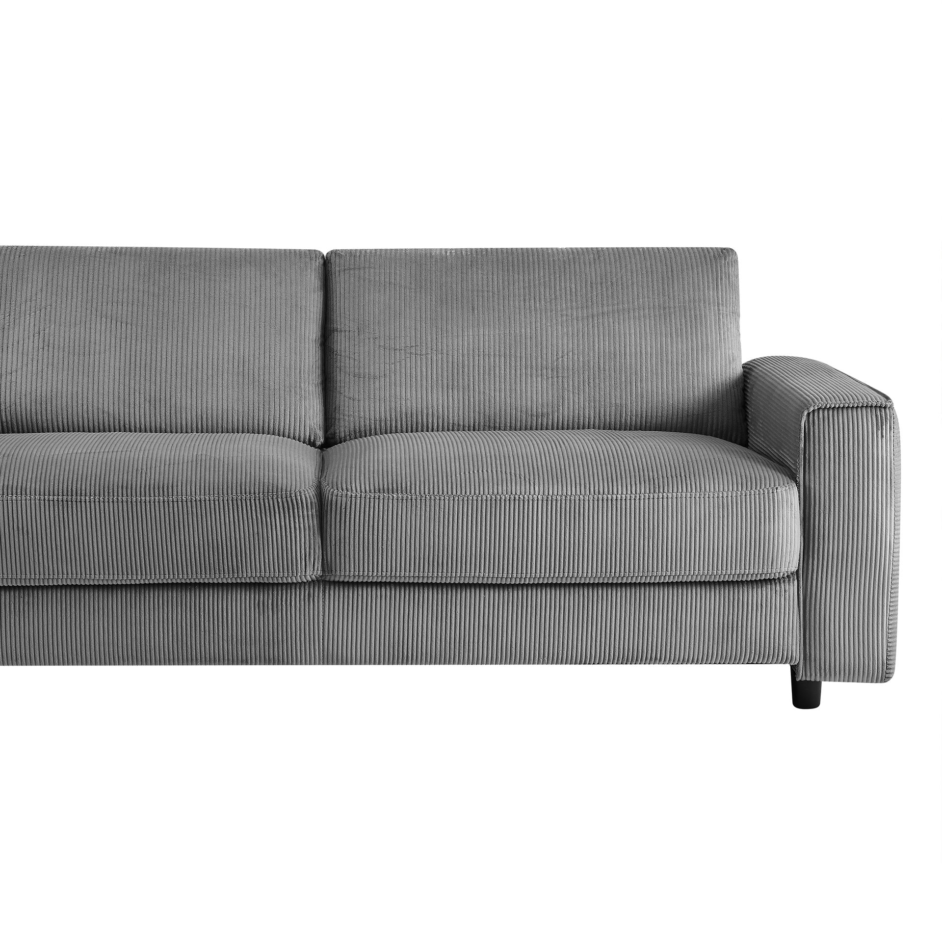 Modern Minimalist 3-Seater Corduroy Sofa, Grey, Suitable for Daily Home Use
