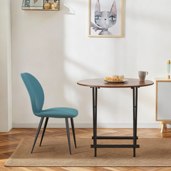 Green Leather Dining Chair with Metal Legs, Shell Shape Upholstered Chair Set of 4 for Kitchen, Restaurant, Living, Meeting Room