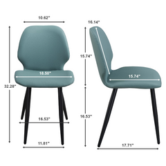 Green Leather Dining Chair with Metal Legs, Shell Shape Upholstered Chair Set of 4 for Kitchen, Restaurant, Living, Meeting Room