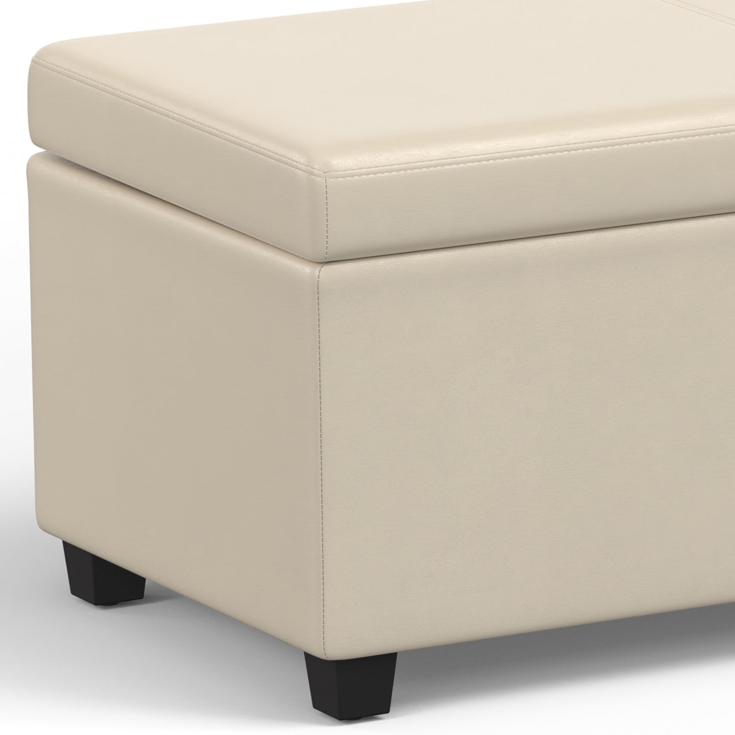 Avalon 54 inch Wide Extra Large Storage Ottoman Bench in Satin Cream PU Faux Leather