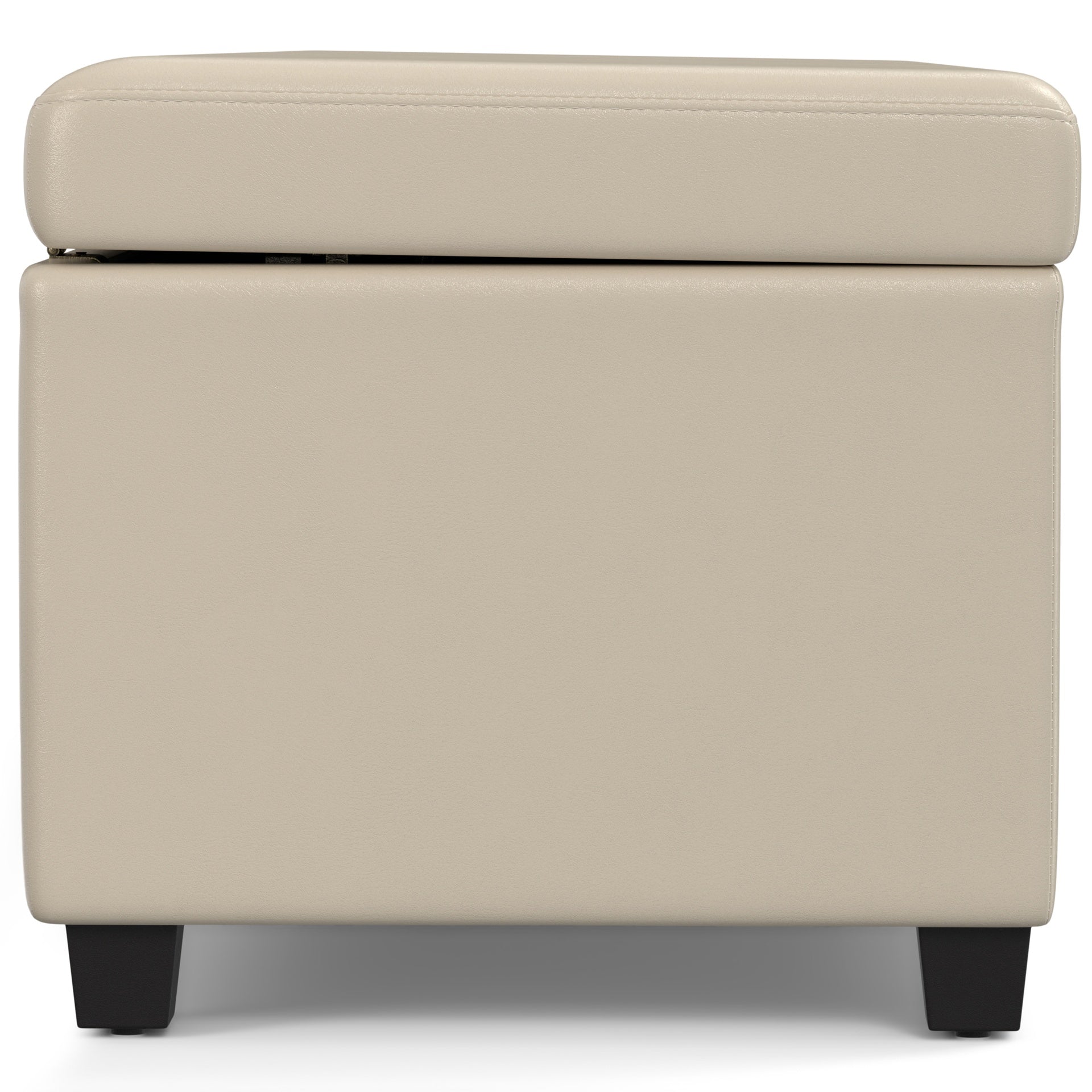 Avalon 54 inch Wide Extra Large Storage Ottoman Bench in Satin Cream PU Faux Leather