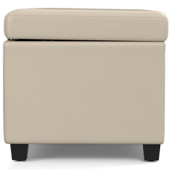 Avalon 54 inch Wide Extra Large Storage Ottoman Bench in Satin Cream PU Faux Leather