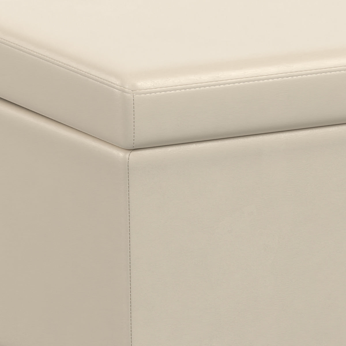 Avalon 54 inch Wide Extra Large Storage Ottoman Bench in Satin Cream PU Faux Leather