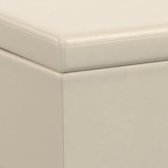 Avalon 54 inch Wide Extra Large Storage Ottoman Bench in Satin Cream PU Faux Leather