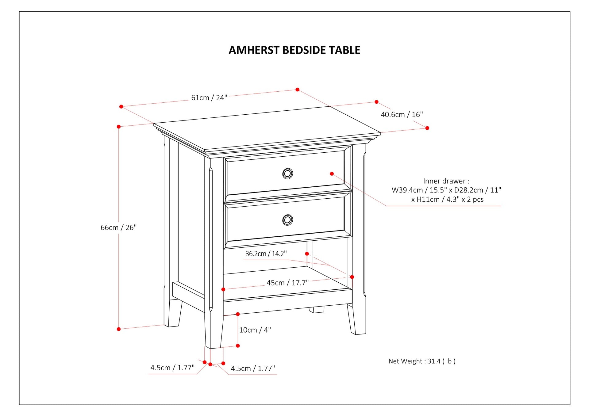 Amherst Bedside Table