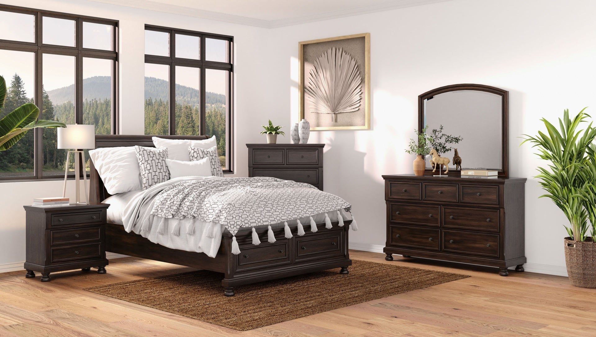 Dark Cherry Nightstand Two Drawer