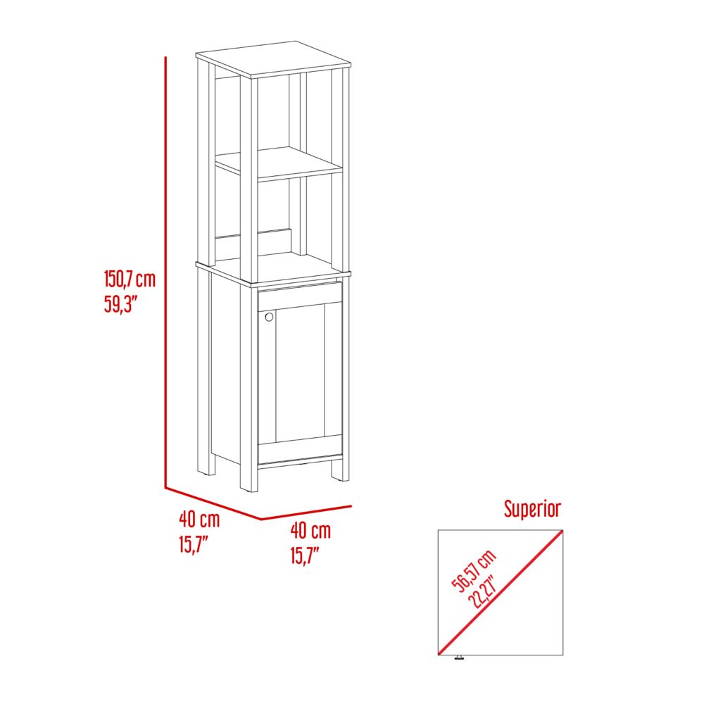 St. Clair Linen Cabinet, Two Interior  Shelves, Two Open Shelves, Single Door
