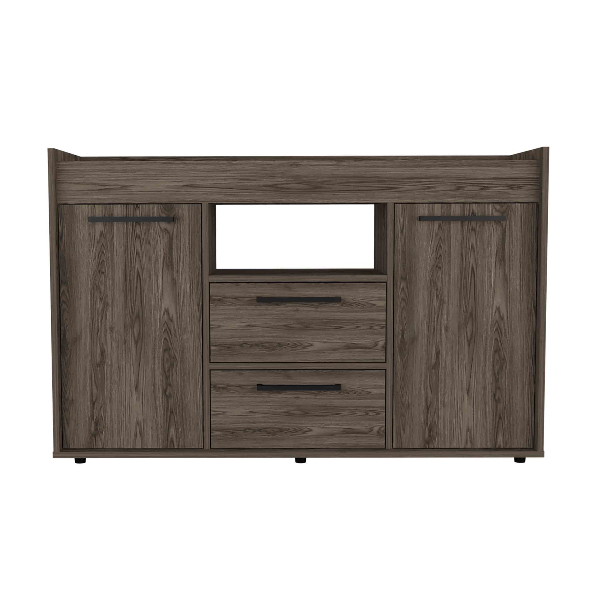 Lyon Sideboard, Two Drawers, Double Door Cabinets -Dark Walnut